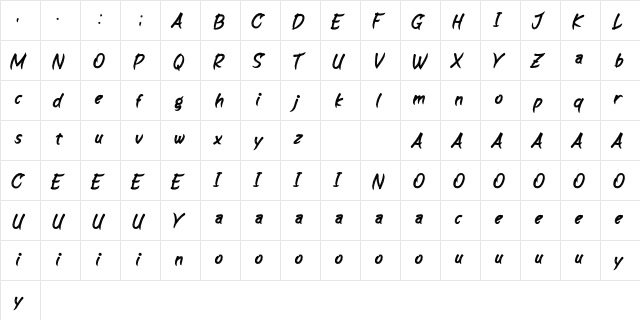 Rolling Go Personal Use  glyph index