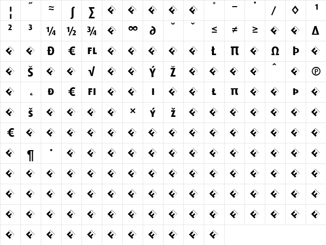 Dax-BoldCapsExp Bold  glyph index