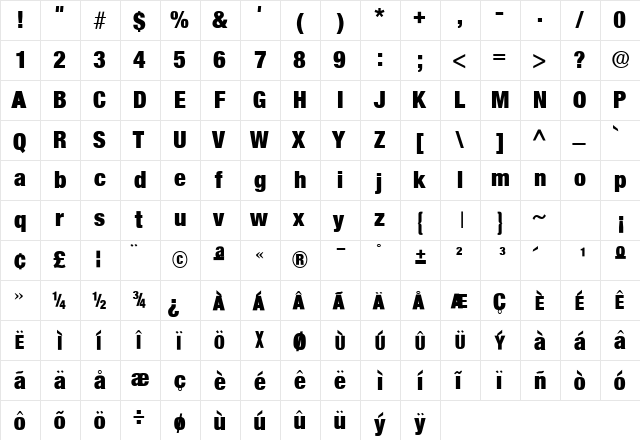Acmo Display SSi Normal  glyph index