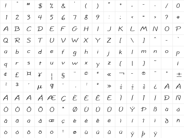 Jolt Wide Normal  glyph index