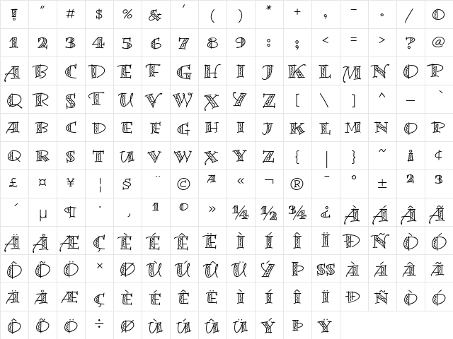 Bermuda LP Squiggle  glyph index