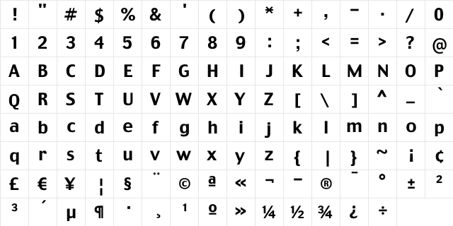 TruthCYR Medium  glyph index