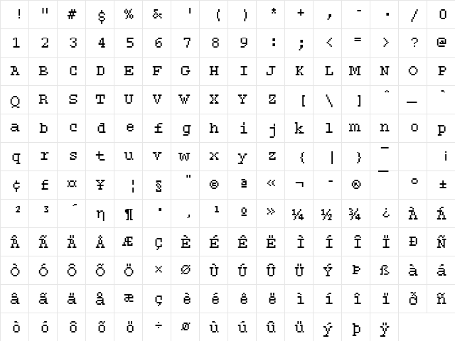 Rough21 Becker Regular  glyph index