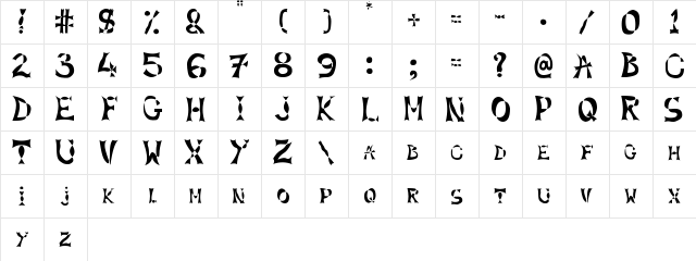New Regular  glyph index