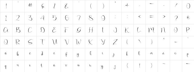 Amillea Regular  glyph index
