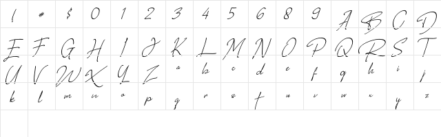 Rotherland Regular  glyph index