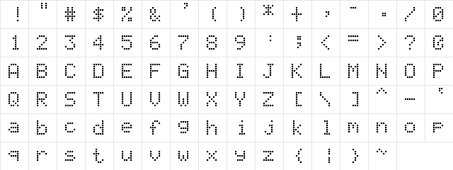 LCD Display Grid Regular  glyph index