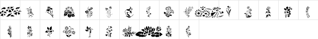 Wildflowers2 Regular  glyph index