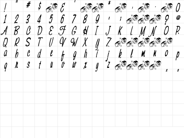 FemmeFatale Regular  glyph index