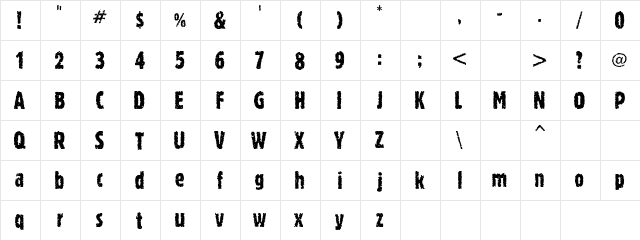 Rock Man Regular  glyph index