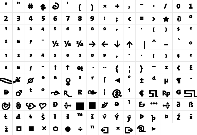 The Mix Black- Regular  glyph index