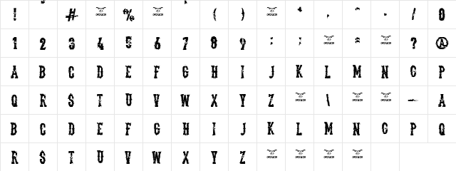 The Deadliest Saloon Regular  glyph index