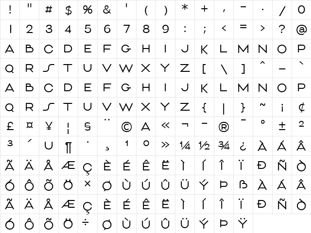 Aliment Thin  glyph index