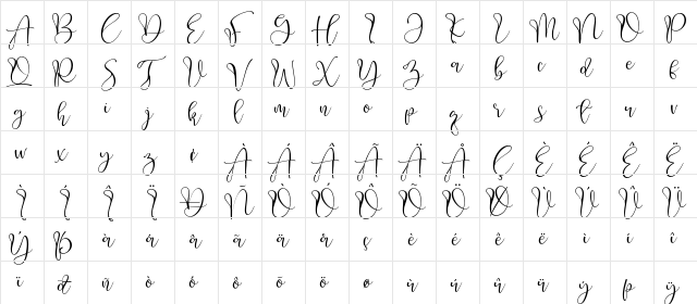 Aliquest Regular  glyph index