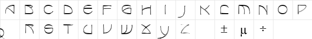 Kinder Regular  glyph index