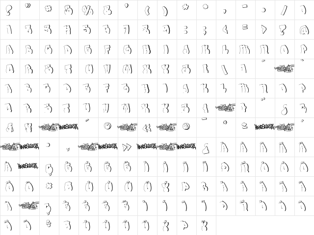 HSMeneOneNYThrowie Outline  glyph index