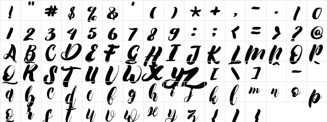 Darlington Regular  glyph index