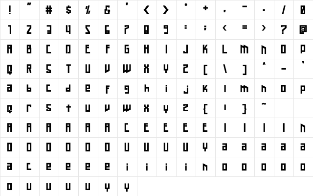 Good Vibes Bold  glyph index