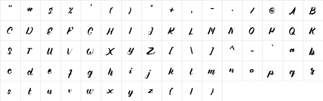 Angellife Regular  glyph index