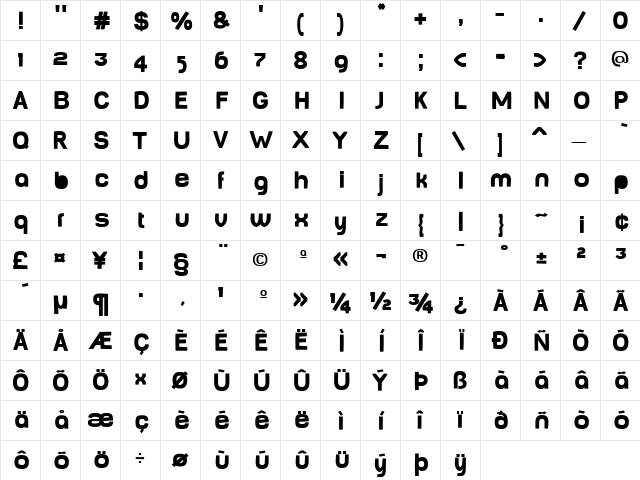 BabyMineFat Medium  glyph index