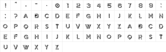 Chalkboard Regular  glyph index
