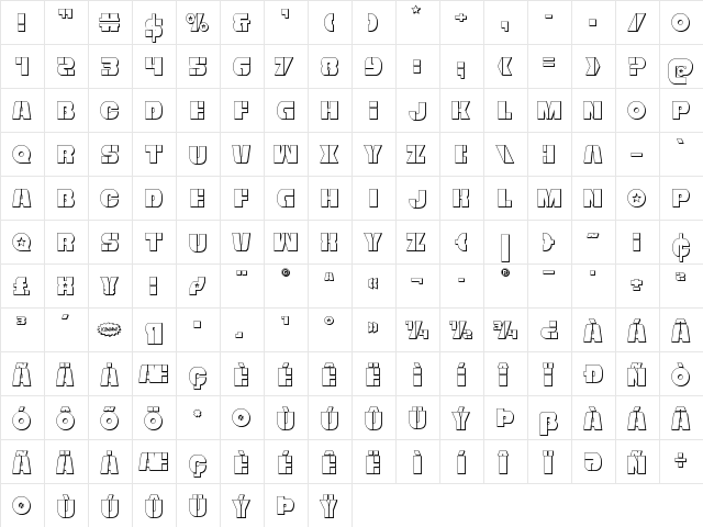 Freedom Fighter 3D Regular  glyph index
