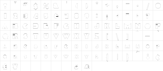 GarretOutline Regular  glyph index