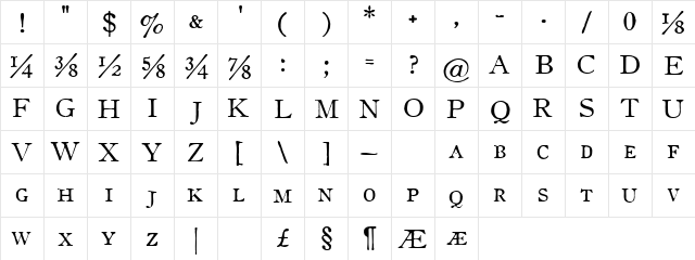 Oldstyle Small Caps HPLHS  glyph index