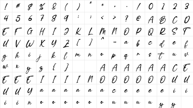 Winter Beauty Regular  glyph index