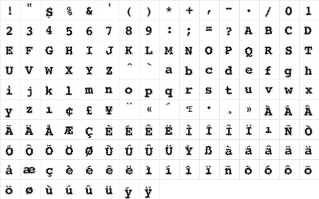 SeeYourPoint Regular  glyph index