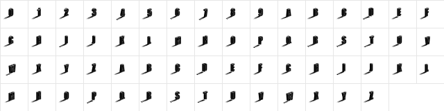 Three Dimensions Regular  glyph index