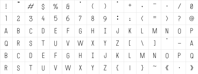 MODULAR 4  glyph index