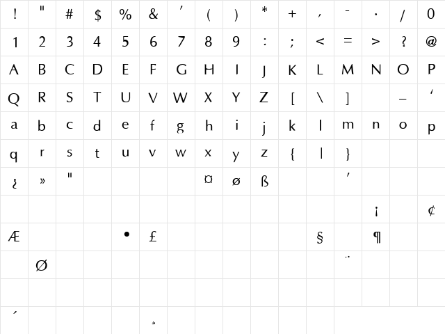 Friends 15 Regular  glyph index