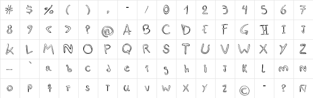 esquiso Regular  glyph index