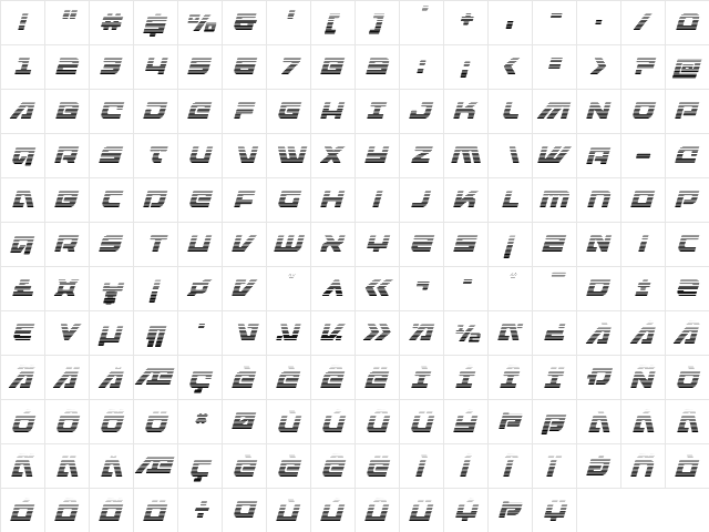 Armed Lightning Gradient Italic Italic  glyph index
