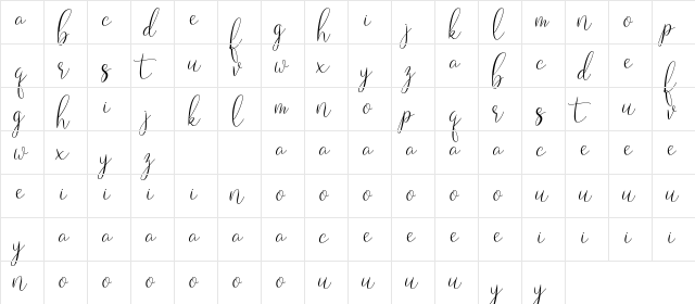 Laryo Regular  glyph index