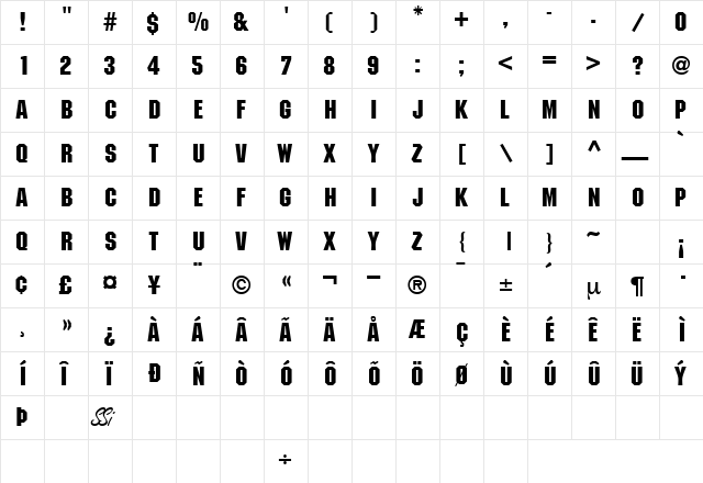 AutomatonCapsSSK Regular  glyph index