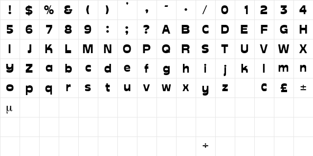 AverDisplaySSK Regular  glyph index