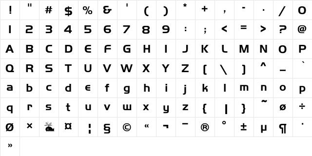 HarRierC Bold  glyph index