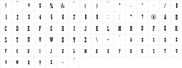Decree Narrow Thin  glyph index