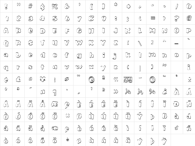 Somora Regular  glyph index