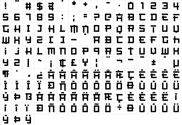 Not the far east Regular  glyph index