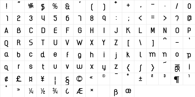 AI kelso R is regular  glyph index