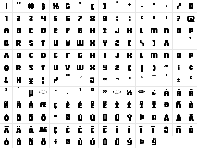 Intergalactic Expanded Expanded  glyph index