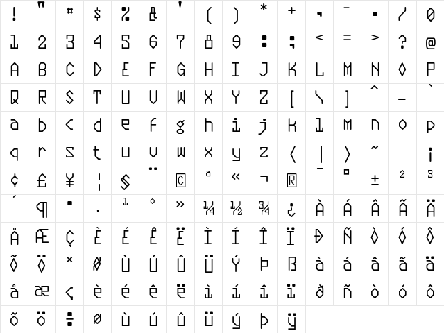 Plasmatic Regular  glyph index
