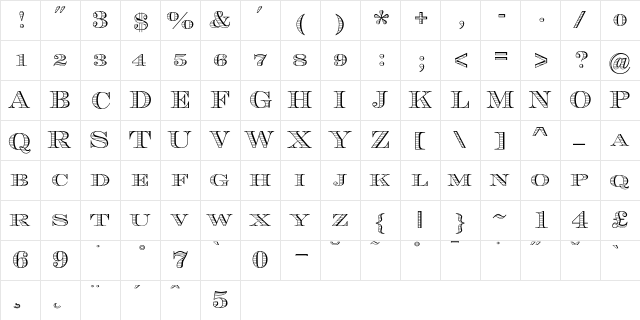 Engravers-Shaded Regular  glyph index