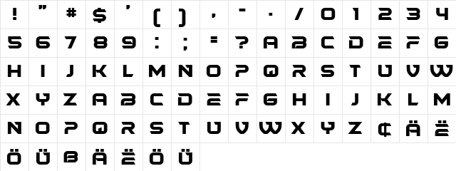 Sephora Bold  glyph index