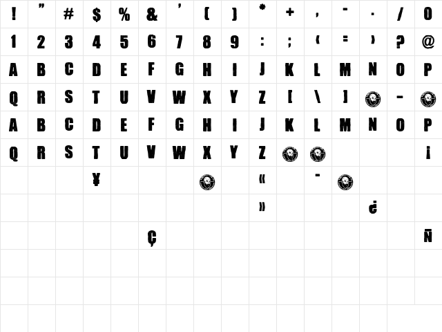 Pocket Change Regular  glyph index