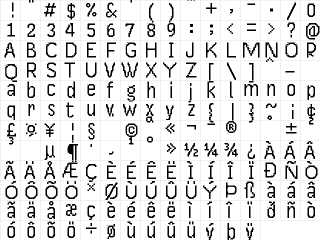 UF Mana-13alt Regular  glyph index