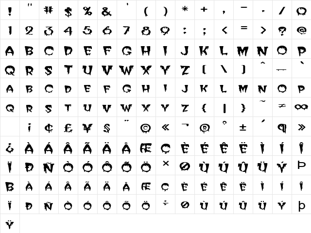 Creepy-Extended Normal  glyph index